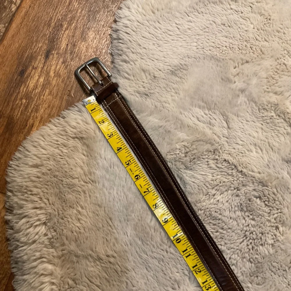 Eddie Bauer Belt Leather Brown Men Size‎ 38 Silver Buckle